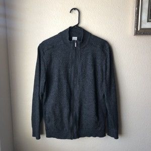 Bugatti Gray 100% Wool Full Zip Sweater Jacket Men’s Size XL EUC